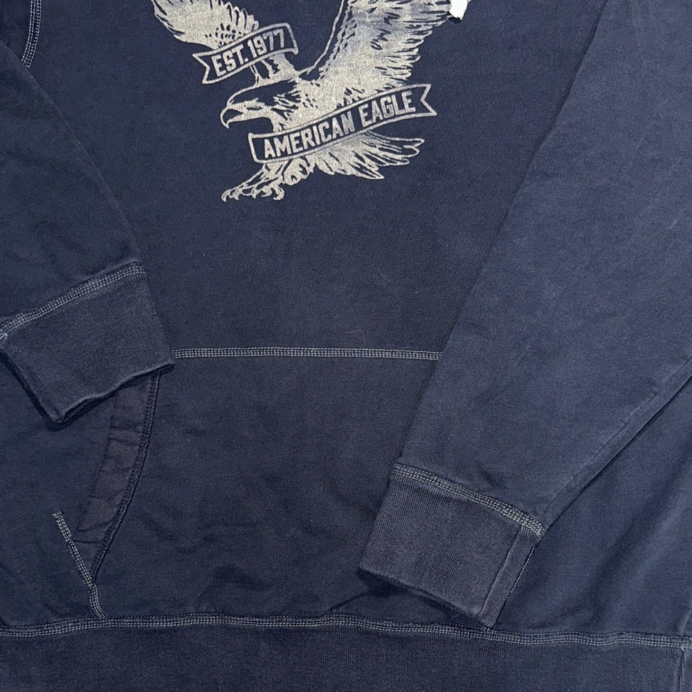 American Eagle Outfitters Men's Navy Blue Hoodie with Eagle Design - Picture 4 of 5